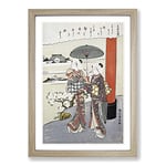 Big Box Art Poem by The Monk Sosei by Harunobu Suzuki Framed Wall Art Picture Print Ready to Hang, Oak A2 (62 x 45 cm)