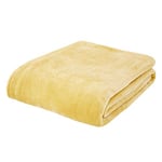 Catherine Lansfield Extra Large Raschel Velvet Touch 200x240cm Blanket Throw Ochre Yellow