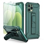 ORETECH Coque pour iPhone 12 Pro Max avec [2 Verre Trempé] et [Support],Anti-Rayure Coque iPhone 12 Pro Max Coque Antichoc PC Rigide TPU Souple Bumper Etui pour iPhone 12 Pro Max Case 6,7''Vert