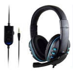 Casque 3.5mm Filaire Gaming Headset Écouteurs Musique Pour PS4 Play Station 4 Jeu PC Chat Ordinateur Avec Microphone-Bleu