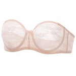 DOBREVA Femme Bandeau Soutien Gorge sans Bretelles Grande Taille avec Armature Transparent Rose Abricot 105C