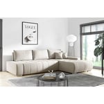 Canapé d'angle Convertible MELUTI avec Coffre de Rangement et lit (Beige)