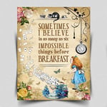 METAL WALL PLAQUE Alice Through The Looking Glass Quote Six Impossible Things