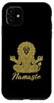 Coque pour iPhone 11 Namaste Lion avec mandala amusant pour le yoga et la méditation