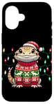 Coque pour iPhone 16 Bearded Dragon Christmas Party Design Xmas lights