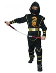 Déguisement Ninja Noir Et Doré Garçon - Taille: M 7-9 Ans (120-130 Cm)