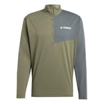 adidas Men's Terrex Multi Climacool Half Zip Long Sleeve, Olive Strata, XL