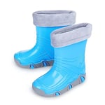 ESTRO Botte en Caoutchouc Enfant - Bottes Caoutchouc Enfant Botte de Pluie Fourrée Enfant Chaussure Pluie Enfant Bottes de Pluie Enfant Garcon ZW02 (29/30 EU, ZW02 Bleu)