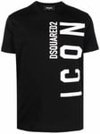 Dsquared2 Mens Icon Vertical Logo T-shirt in Black Cotton - Size X-Large