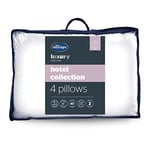 Silentnight Hotel Collection Pillows 4 Pack – Luxury Hotel Pillows for Back and Side Sleepers – Hypoallergenic and Machine Washable – Pack of 4