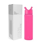 Simple Modern Gourde Isotherme avec Paille | Gourde Sport Adulte en Acier Inoxydable | Summit | 650ml | Raspberry Vibes