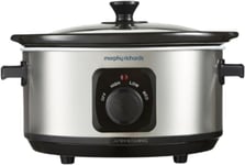 Morphy  Richards  3 . 5L  Stainless  Steel  Slow  Cooker ,  3  Heat  Settings ,