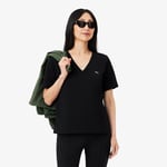 Lacoste T-shirt relaxed fit coton doux col V Taille 38 Noir