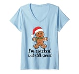 Womens Funny Gingerbread Christmas Snack For Holiday Season Costume V-Neck T-Shirt