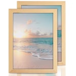 Cispree A4 Photo Frame-2Pack, A4 Wooden Picture Frames with Acrylic Clear Sheet,Large Poster/Documents Frame for Family/Christmas/Photo A4(21 * 29.7CM)-Natural