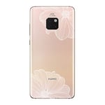 NOVAGO Compatible avec Huawei Mate 20 Coque Souple Transparente résistante Anti Choc avec Impression Durable (1 Coque, Fleur Blanche)