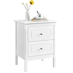 Yaheetech Table de Chevet Adulte, Table de Nuit en Bois, Chevet de Lit Moderne, avec 2 Tiroirs, Petite Table Rangement Chambre Salon Bureau 48 x 40 x 61 cm, Blanc