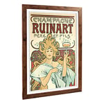 Big Box Art Framed Print of Alphonse Mucha Champagne Ruinart Design | Wall Art Picture | Home Decor for Kitchen, Living Room, Bedroom, Hallway, Walnut, A2 / 24.5x18 Inch / 62x45cm