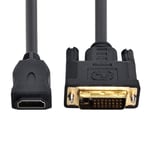 Câble adaptateur HDMI vers DVI 24+1 mâle vers HDMI femelle pour PC, ordinateur portable, HDTV.[V578]