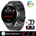 2024 Uusi Laserhoito Kolme High Smart Watch Miesten Ekg Verensokeri Terveys Tracker Älykello Bluetooth Call For Huawei Xiaomi_black steel_Blood glucose