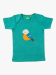 Little Green Radicals Baby Organic Cotton Little Bird Applique Short Sleeve T-Shirt, Teal