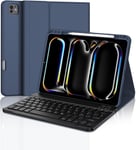 Étui Avec Clavier Pour Ipad Pro 11"" (M4) 2024,Disposition Italienne Qwerty Étui Clavier Bluetooth Amovible Pour Ipad Pro 11"" (M2) 2024,Bleu Foncé.[Y1073]