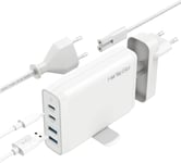 Chargeur USB C 60W/18W, Adaptateur Chargeur de Voyage USB 75W Compatible pour MacBook Pro 2019, MacBook Air 2018, iPhone 11 Pro Max, Ordinateur Portable Lenovo, 2 USB-C - 2 USB 3.0 Port-Blanc.[G433]