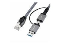 Microconnect - Nätverkskabel - Rj-45 (Hane) Till 24 Pin Usb-C, Usb Typ A - 1 M - Ftp - Cat 6 - Usb 3.0 - Svart