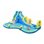 Goplus - Jeux de Piscine Château Gonflable Impermeable avec Toboggan et Filet de Protecteur,Aire de Jeux Gonflable sans souffleur