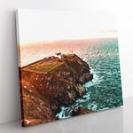 Howth Beacon in Dublin Ireland Modern Canvas Wall Art Print Ready to Hang, Framed Picture for Living Room Bedroom Home Office Décor, 35x35 cm (14x14 Inch)