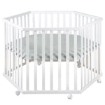 roba Style Playpen 6-hörnig vit frostig green