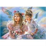 N/C Aint By Numbers Kits Acrylic Paints Set Diy Canvas Oil Painting Gift Kits Home Decoration- Kind Angel Girls 16*20 Inch