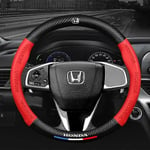 Ruskea(38Cm) 3D Kohokuviointi Hiilikuitunahka Auton Ohjauspyörän Suojus Honda Accord Crv Pilot Civic Insight Fit Hr-V Xr-V Vezel Uusi