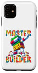 Coque pour iPhone 11 Master Builder Dabbing Blocks Bricks Building Kids Boys Fun