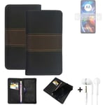 Phone Case + earphones for Motorola Moto E32 Wallet Cover Bookstyle protective