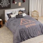 FUNDA NÓRDICA CON BOTONES 100% ALGODÓN MODELO DEATHLY HALLOWS PARA CAMA DE 135/140 (220X240 CM)