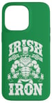 Coque pour iPhone 14 Pro Max Irlandais Iron Funny St Patrick Day Leprechaun Gym Fitness