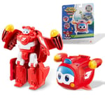 Super Wings Transformations Supercharged Jett Pet, Figurine de Jeu d'environ 6 cm pour Enfants, Jouet-Avion et Figurine-Robot pour Les 3 Ans et Plus, garçons Filles