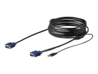 StarTech.com 15 ft. (4.6 m) USB KVM Cable for StarTech.com Rackmount Consoles - VGA and USB KVM Console Cable (RKCONSUV15) - Câble vidéo / USB - mini-VGA (M) pour USB, HD-15 (VGA) (M) - 4.6 m -...