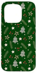 iPhone 15 Pro Kelly Green Christmas Tree Jolly Leaves Star Holiday Pattern Case