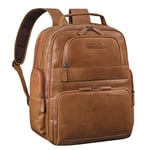 STILORD 'Josef' XXL Sac a dos en cuir pour ordi 15,6 pouces Sac à dos business pour femmes Grand sac à dos en cuir pour hommes Sac à dos en cuir vintage pour étudiants, Couleur:tropica - marron