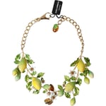 DOLCE & GABBANA Necklace Gold Brass Chain Crystal Lemon Lily Pendant 2500usd