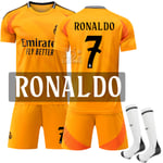 Xbi- 2425 Real Madrid Borta Fotbollströja Set Orange 7 RONALDO #28