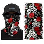 ShopINess Polaire Neck Warmer Cache-Cou Unisexe Echarpe avec Doublure Polaire Coupe-Vent pour Moto Ski Sport et Activités de Plein Air (Crâne Roses)