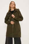 Oasis Womens Lightweight Cotton Midi Parka Coat - Khaki - Size 10 UK