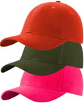 Lot de 3 casquettes de baseball pour homme et femme, 100 % coton, style sportif, décontracté et classique, couleur unie, taille unique