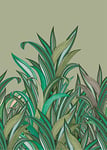 Rasch Wallpaper 542226 From The Amazon Collection Papier peint photo non tissé avec herbes naturelles colorées sur fond vert, bleu clair et marron clair 2,80 m x 2,00 m