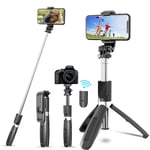 JYPS Bluetooth Selfie Stick Tripod with Detachable Wireless Remote and Tripod Stand, Extendable Selfie Stick Tripod Compatible with iPhone12pro/12/11pro/11/XR XS/XS Max, Android, Gopro, Small Camera