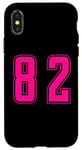 Coque pour iPhone X/XS Rose Numéro 82 Équipe Junior Sports Uniforme Numéroté