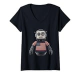 Womens Funny Robot With USA Flag Funny Robot United States Flag V-Neck T-Shirt